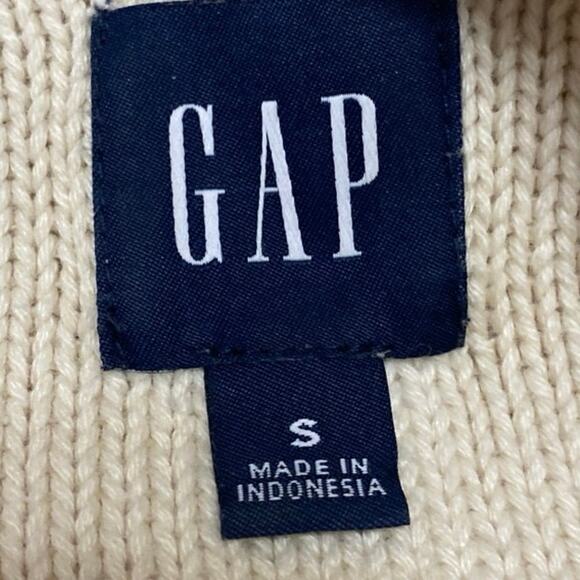 Gap Women's Cream Cable Knit High Neck Long Sleeve Pullover Sweater Top Size S - Picture 3 of 4